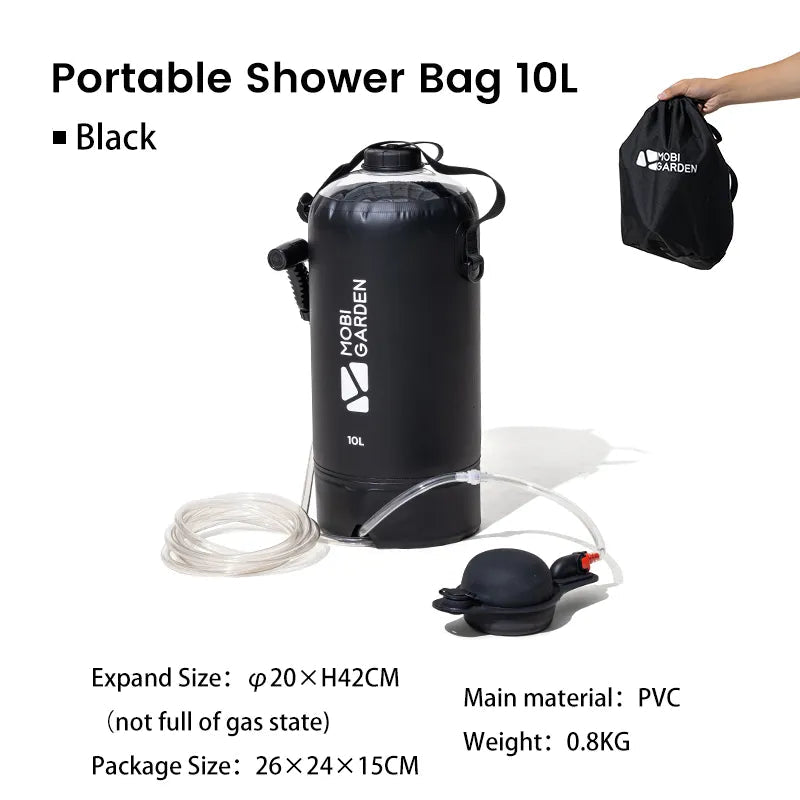 Douche portable solaire de camping avec pompe à pied 1kg "MOBI GARDEN - NX22671039" - 10L | Planète Rando