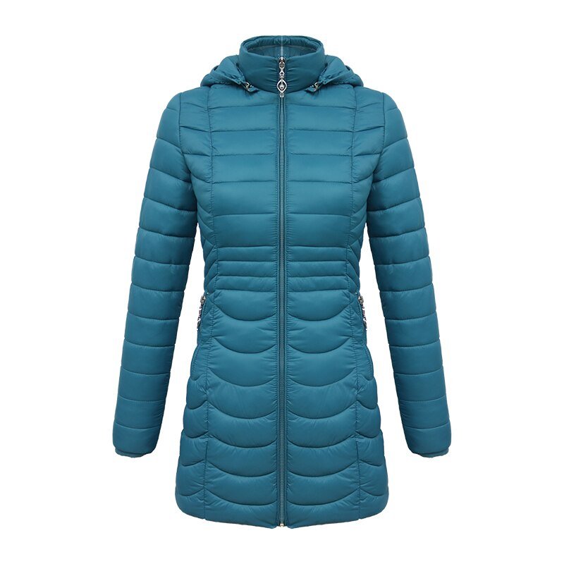 Doudoune synthétique longue & ultralégère avec capuche détachable pour femme "SANTELON – S20018" - Bleu ciel / S | Planète Rando