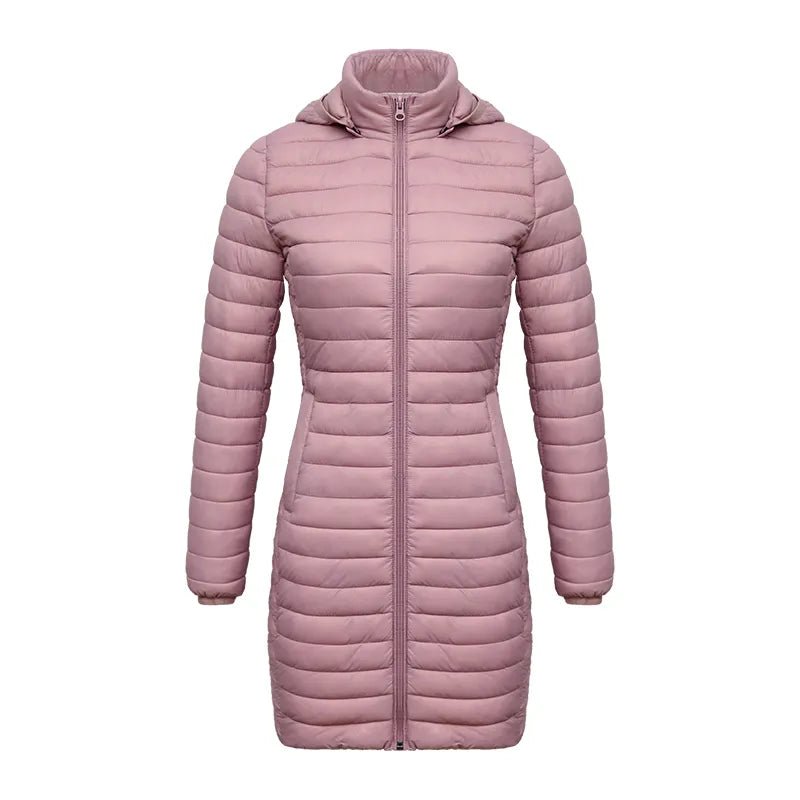 Doudoune synthétique / parka longue et chaude avec capuche pour femme "SANTELON - S20046" - Rose / S | Planète Rando