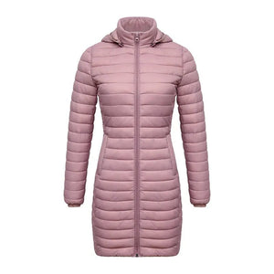 Doudoune synthétique / parka longue et chaude avec capuche pour femme "SANTELON - S20046" - Rose / S | Planète Rando