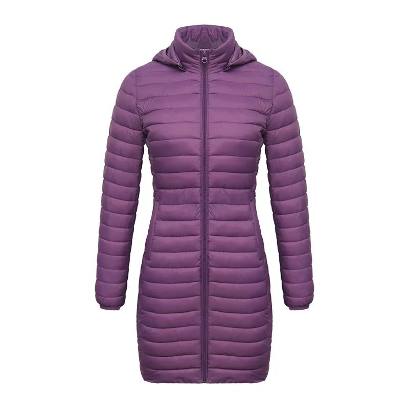 Doudoune synthétique / parka longue et chaude avec capuche pour femme "SANTELON - S20046" - Violet / S | Planète Rando