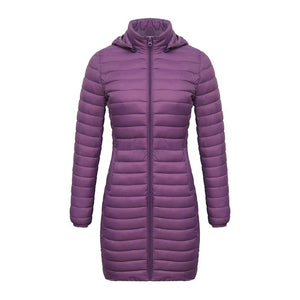 Doudoune synthétique / parka longue et chaude avec capuche pour femme "SANTELON - S20046" - Violet / S | Planète Rando