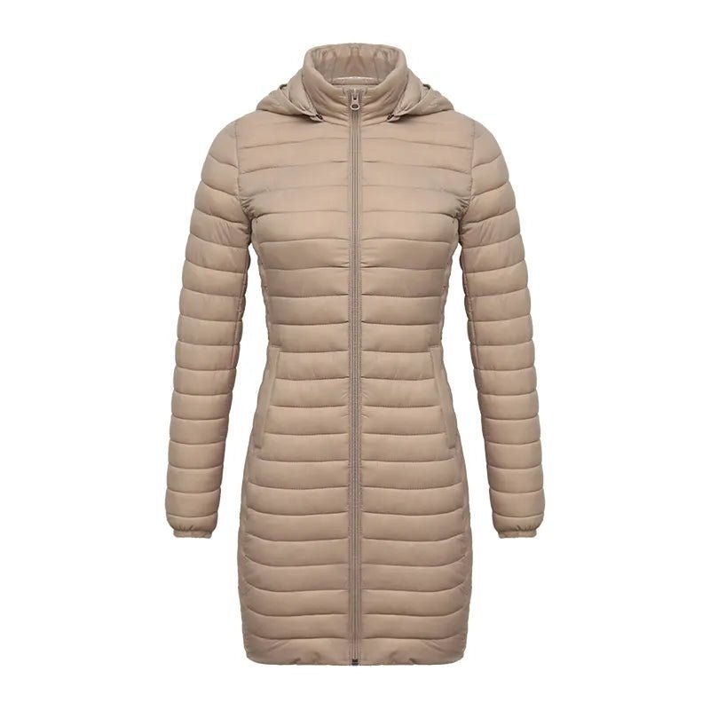 Doudoune synthétique / parka longue et chaude avec capuche pour femme "SANTELON - S20046" - Beige / S | Planète Rando