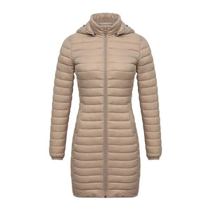 Doudoune synthétique / parka longue et chaude avec capuche pour femme "SANTELON - S20046" - Beige / S | Planète Rando