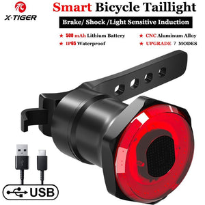 Éclairage arrière de vélo avec rechargement LED intelligent & capteur automatique IP65 "X-Tiger - WD-0201" - 01 Tail Light / China | Planète Rando