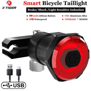 Éclairage arrière de vélo avec rechargement LED intelligent & capteur automatique IP65 "X-Tiger - WD-0201" - 02 Tail Light / China | Planète Rando