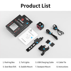 Éclairage arrière de vélo avec rechargement LED intelligent & capteur automatique IP65 "X-Tiger - WD-0201" - | Planète Rando