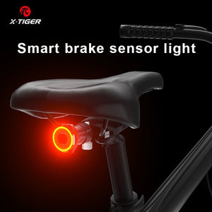 Éclairage arrière de vélo avec rechargement LED intelligent & capteur automatique IP65 "X-Tiger - WD-0201" - | Planète Rando