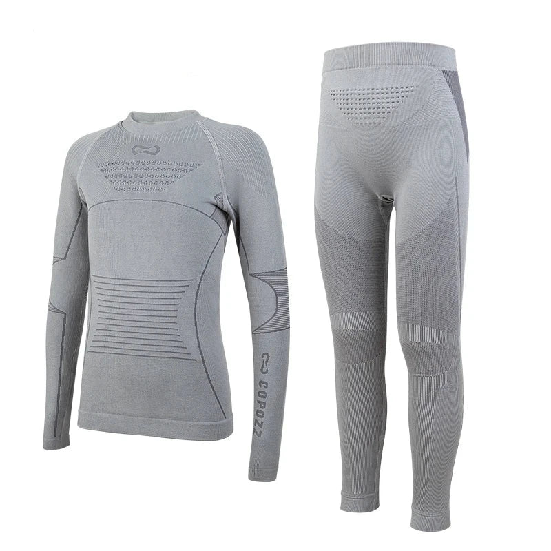 Ensemble de sous-vêtement thermique 3D en thermolite pour enfant "COPOZZ - 23305" - Gris clair / 120 | Planète Rando
