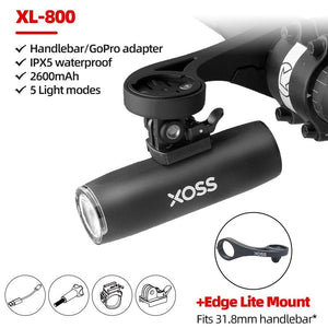 Feu avant de vélo étanche & rechargeable par USB à partir de 120g "XOSS – XL400" - XL800 with mount | Planète Rando