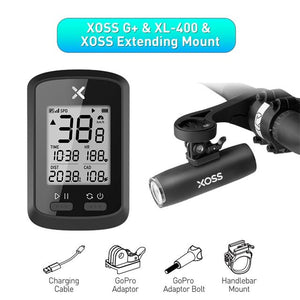Feu avant de vélo étanche & rechargeable par USB à partir de 120g "XOSS – XL400" - G plus light combo | Planète Rando