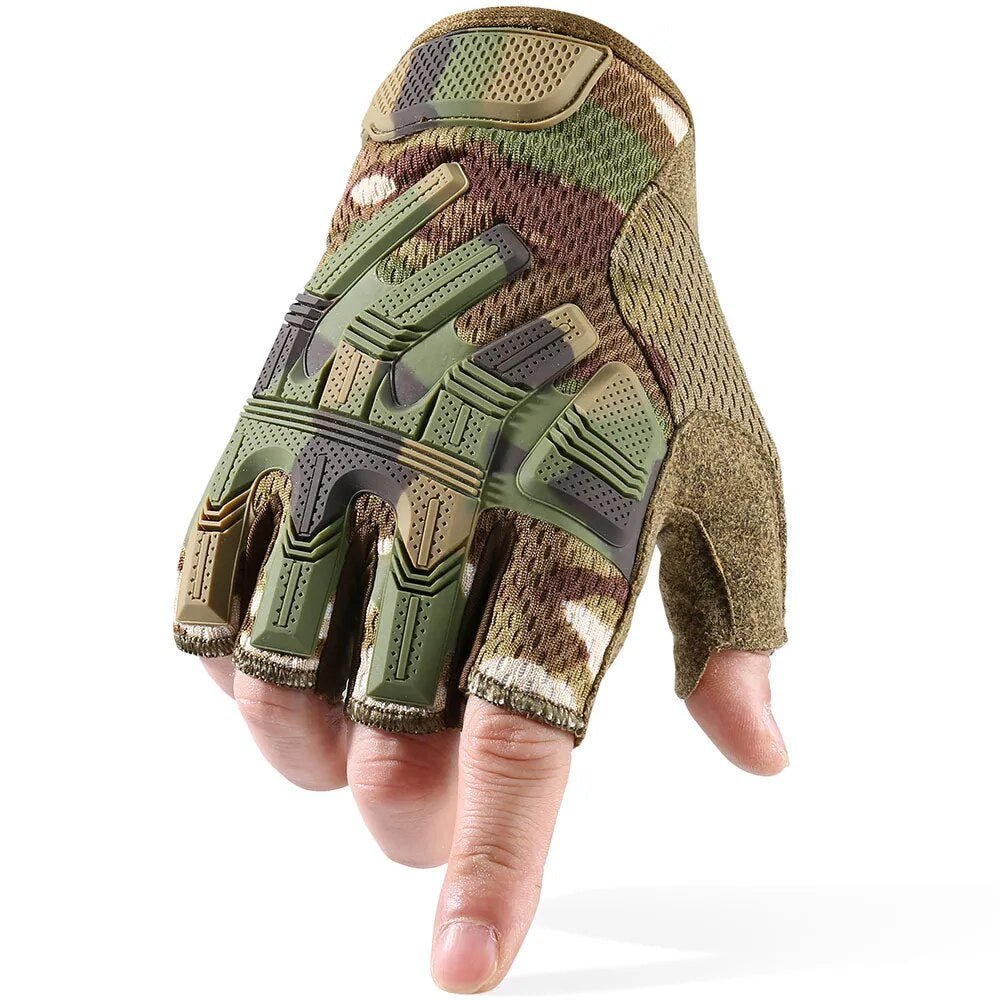 Gants tactiques halft / demi-doigt militaires, airsoft, tir "Wtactful - B53" - CP / M | Planète Rando
