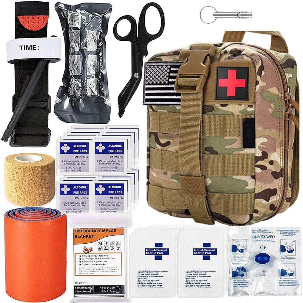 Kit de survie d'urgence pour les premiers secours "JLXC - IFAK EMT" - Camouflage | Planète Rando