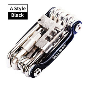 Kit d'outils multifonctions de réparation de vélos "West Biking - Cycling Bike Tools" - Noir | Planète Rando