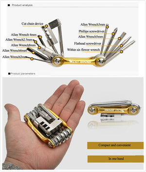 Kit d'outils multifonctions de réparation de vélos "West Biking - Cycling Bike Tools" - | Planète Rando