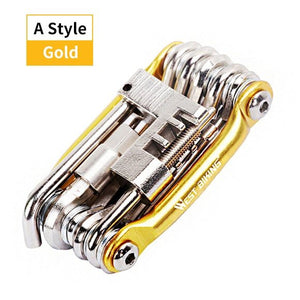 Kit d'outils multifonctions de réparation de vélos "West Biking - Cycling Bike Tools" - Or | Planète Rando