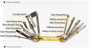 Kit d'outils multifonctions de réparation de vélos "West Biking - Cycling Bike Tools" - | Planète Rando