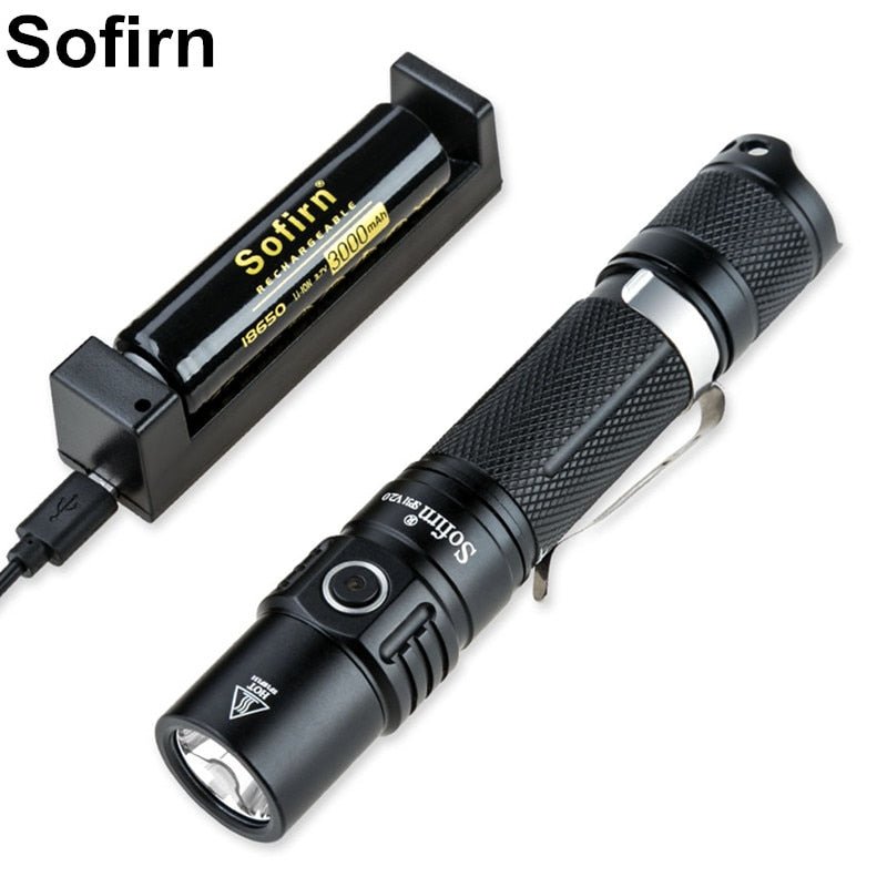 Lampe de poche tactique à lumière LED 1200 lumens Cree XPL HI "Sofirn - SP31-V2.0" - Avec batterie | Planète Rando