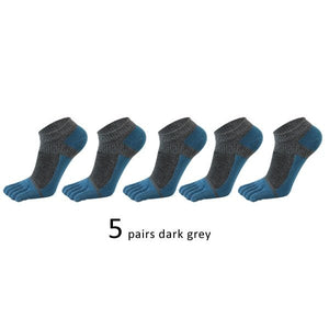 Lot de 5 paires de chaussettes de sport avec orteils respirantes et confortables "Veridical - anti-friction" - 5pcs Gris foncé / 38-44 | Planète Rando