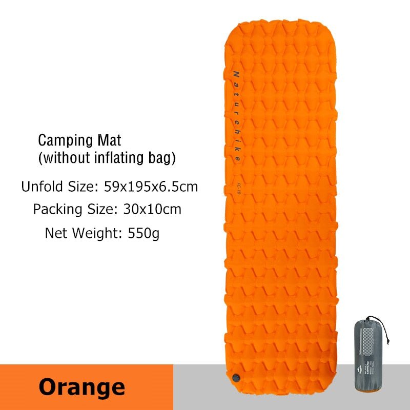 Matelas de couchage gonflable et ultra-léger 500g R 1.8 "Naturehike - NH19Z032-P" - Orange / Matelas | Planète Rando