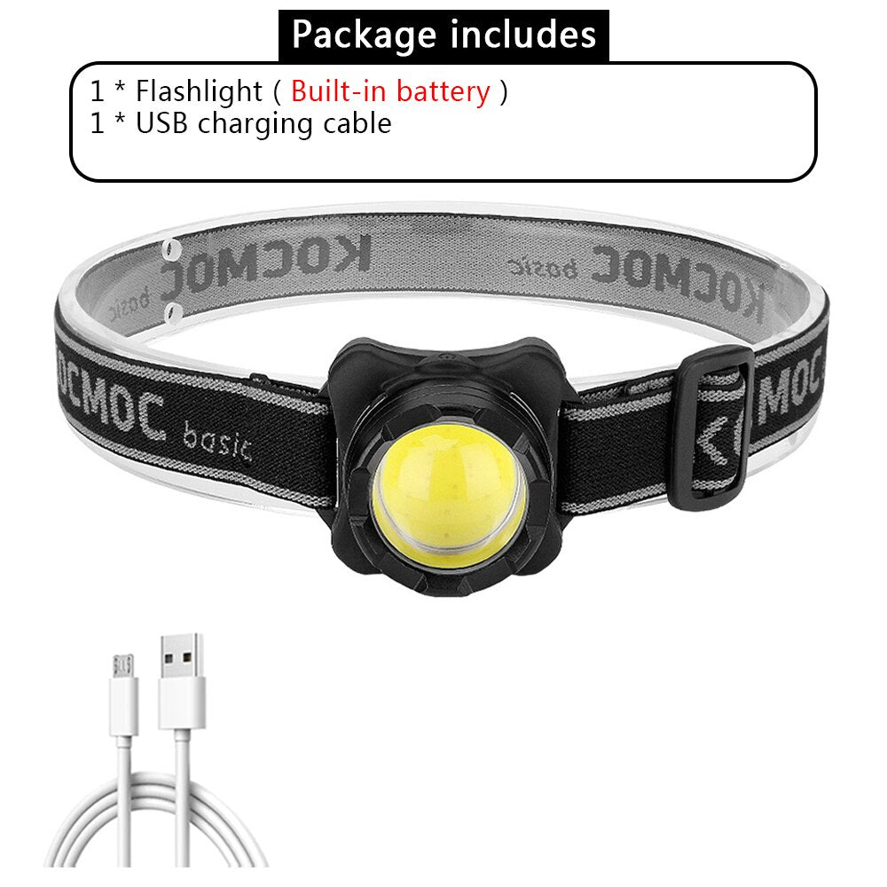 Mini-lampe frontale portable avec batterie 550mah intégrée 50g "Kocmoc - Basic" - Noir | Planète Rando