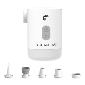Mini-pompe à air / gonfleur portable 4 en 1 avec éclairage LED USB "FLEXTAILGEAR - Max Pump 2 Pro" - Blanc | Planète Rando