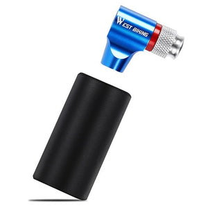 Mini-pompe ultralégère au CO2 avec adaptateur valve schrader / presta "West Biking - CO2 Bike pump" - Bleu | Planète Rando