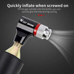 Mini-pompe ultralégère au CO2 avec adaptateur valve schrader / presta "West Biking - CO2 Bike pump" - | Planète Rando