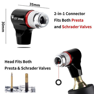 Mini-pompe ultralégère au CO2 avec adaptateur valve schrader / presta "West Biking - CO2 Bike pump" - | Planète Rando