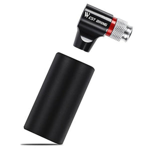 Mini-pompe ultralégère au CO2 avec adaptateur valve schrader / presta "West Biking - CO2 Bike pump" - Noir | Planète Rando