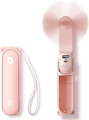 Mini-ventilateur sans-fil pliable avec chargeur USB et lampe de poche "JISULIFE – Bear F8 series" - | Planète Rando