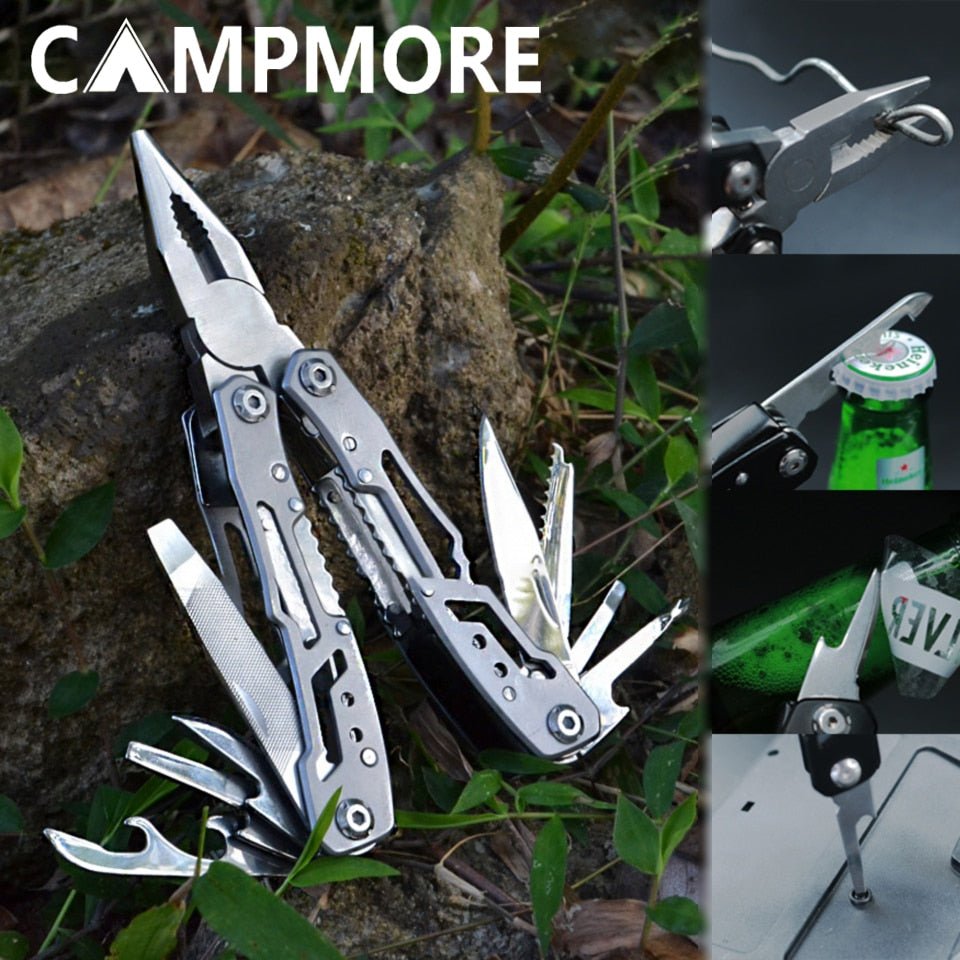 Outil multifonctions portable en acier inoxydable "Campmore - Survival gear" - | Planète Rando