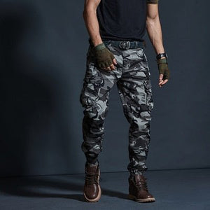 Pantalon cargo tactique à poches multiples "BM - GZ691" - Gris camouflage / 28 | Planète Rando