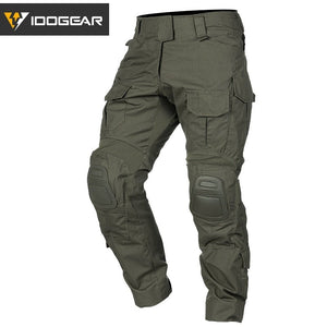 Pantalon tactique camouflage pour l'airsoft, chasse et militaire 1kg "IDOGEAR - G3" - Vert foncé / S | Planète Rando