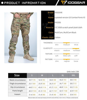 Pantalon tactique camouflage pour l'airsoft, chasse et militaire 1kg "IDOGEAR - G3" - | Planète Rando