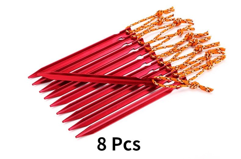 Piquets de tente en aluminium de 18CM lot de 8 pièces 12g "JUNGLE KING – Light picket" - Rouge | Planète Rando