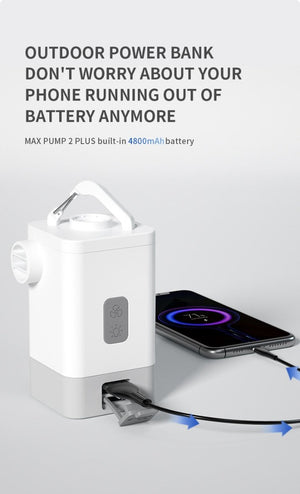 Pompe à électrique portable 4.5kPa et batterie rechargeable 4800 mAh avec fonction éclairage "FLEXTAILGEAR - Max Pump P2 plus" - Planète Rando
