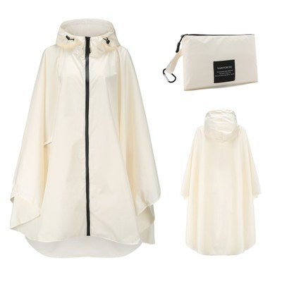 Poncho imperméable / veste de pluie de randonnée en plein air "Kmooliistory - Rain Poncho" - Beige | Planète Rando
