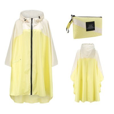 Poncho imperméable / veste de pluie de randonnée en plein air "Kmooliistory - Rain Poncho" - Jaune - blanc | Planète Rando