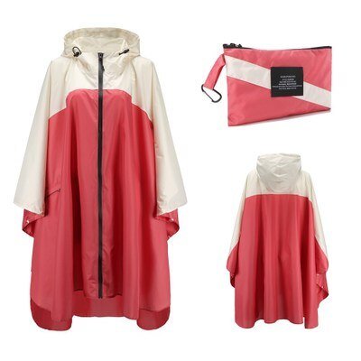 Poncho imperméable / veste de pluie de randonnée en plein air "Kmooliistory - Rain Poncho" - Rouge - blanc | Planète Rando