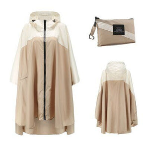 Poncho imperméable / veste de pluie de randonnée en plein air "Kmooliistory - Rain Poncho" - Khaki - blanc | Planète Rando