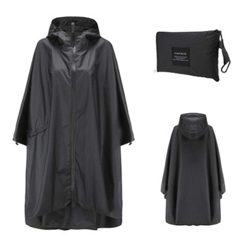 Poncho imperméable / veste de pluie de randonnée en plein air "Kmooliistory - Rain Poncho" - Noir | Planète Rando