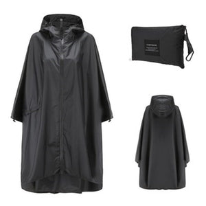 Poncho imperméable / veste de pluie de randonnée en plein air "Kmooliistory - Rain Poncho" - Noir | Planète Rando