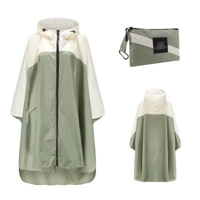 Poncho imperméable / veste de pluie de randonnée en plein air "Kmooliistory - Rain Poncho" - Vert - blanc | Planète Rando