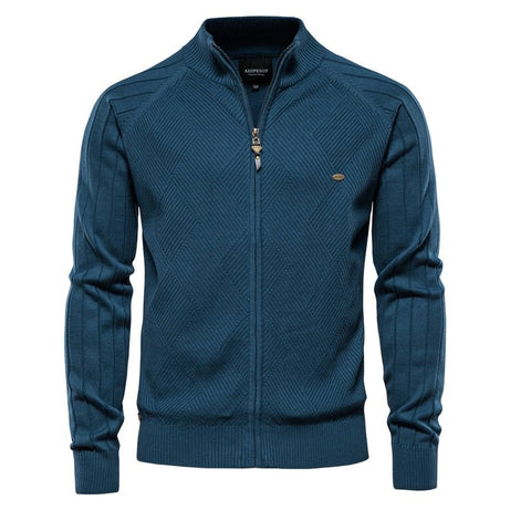 Pull zippé en coton pour homme "AIOPESON -Y159" - Bleu / M | Planète Rando