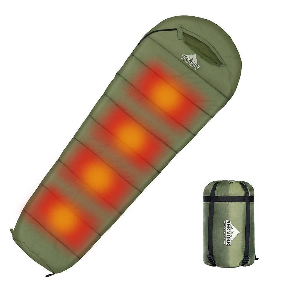 AGEMORE Sac De Couchage En Flanelle De Coton Doux Avec Capuche Polaire – XL Imperméable Pour Adultes, Ultra Chaud Pour Camping, Randonnée Et Aventures Par Temps Froid (jusqu'à -5°C)