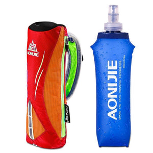 Porte flasque / bouteille d'eau sans BPA 16g "Aonijie – Speed Grip E908" - Orange + flasque 500ml / Porte-flasque | Planète Rando