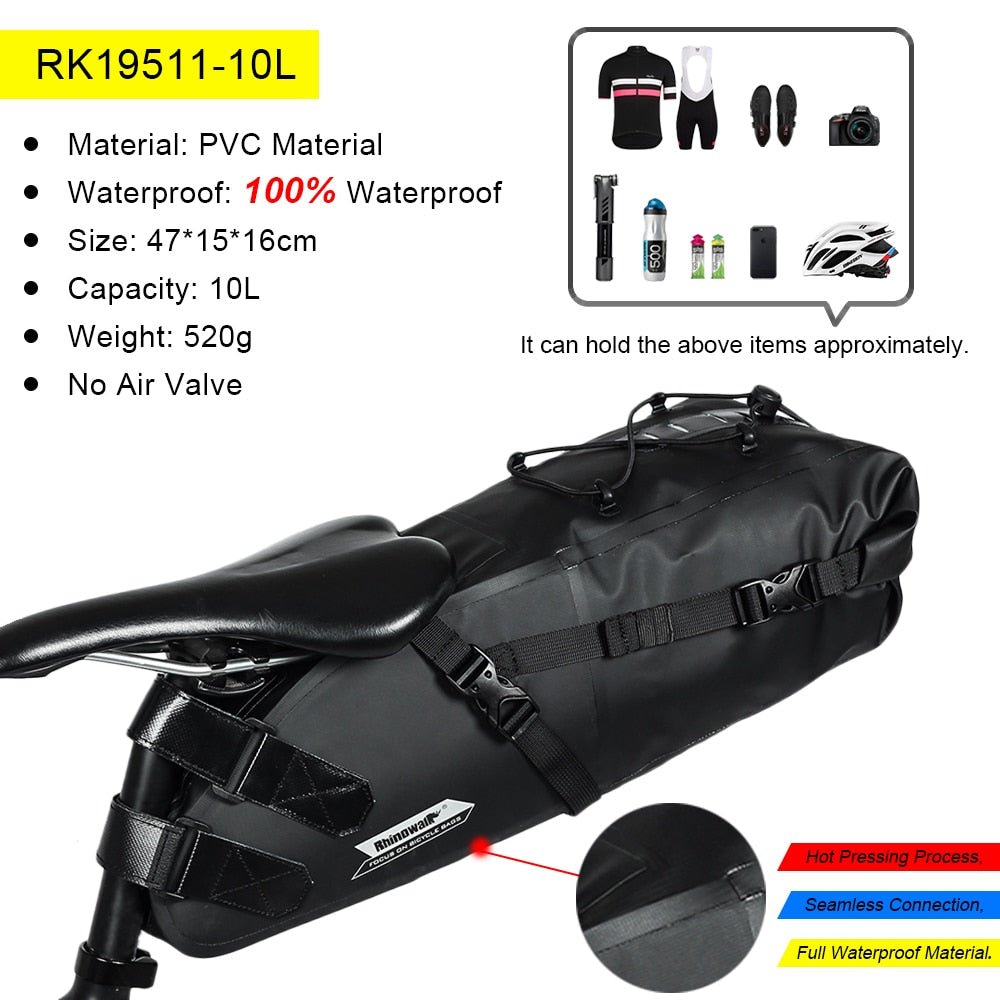 Sacoche de selle de vélo imperméable 5L/10L/13L "Rhinowalk - RK511 series" - Planète Rando