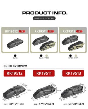 Sacoche de selle de vélo imperméable 5L/10L/13L "Rhinowalk - RK511 series" - Planète Rando