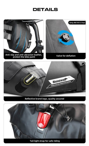 Sacoche de selle de vélo imperméable 5L/10L/13L "Rhinowalk - RK511 series" - Planète Rando